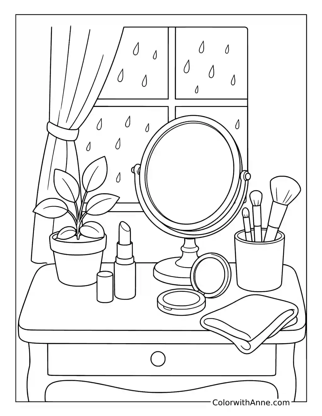 Rainy Day Makeup Vanity coloring page