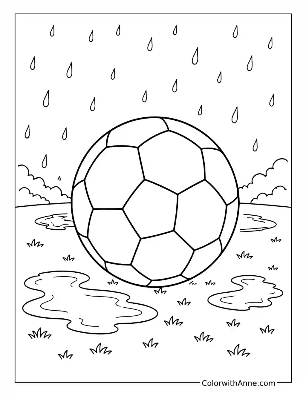 Rainy Day Soccer Ball coloring page