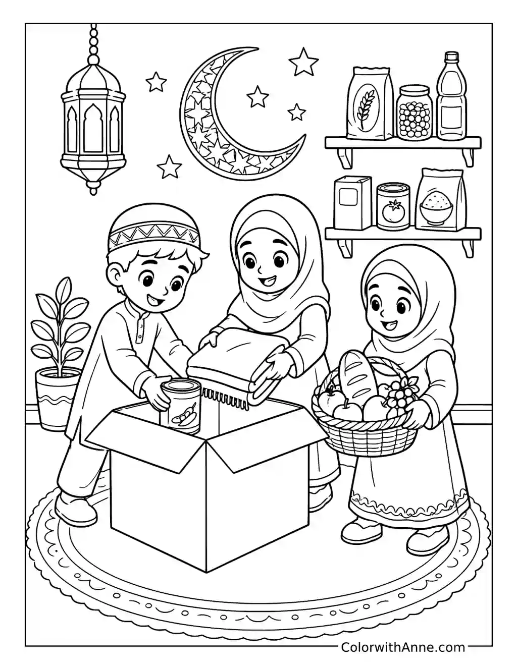 Ramadan Charity Box coloring page
