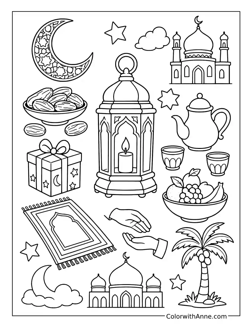 Ramadan Doodle Pattern coloring page