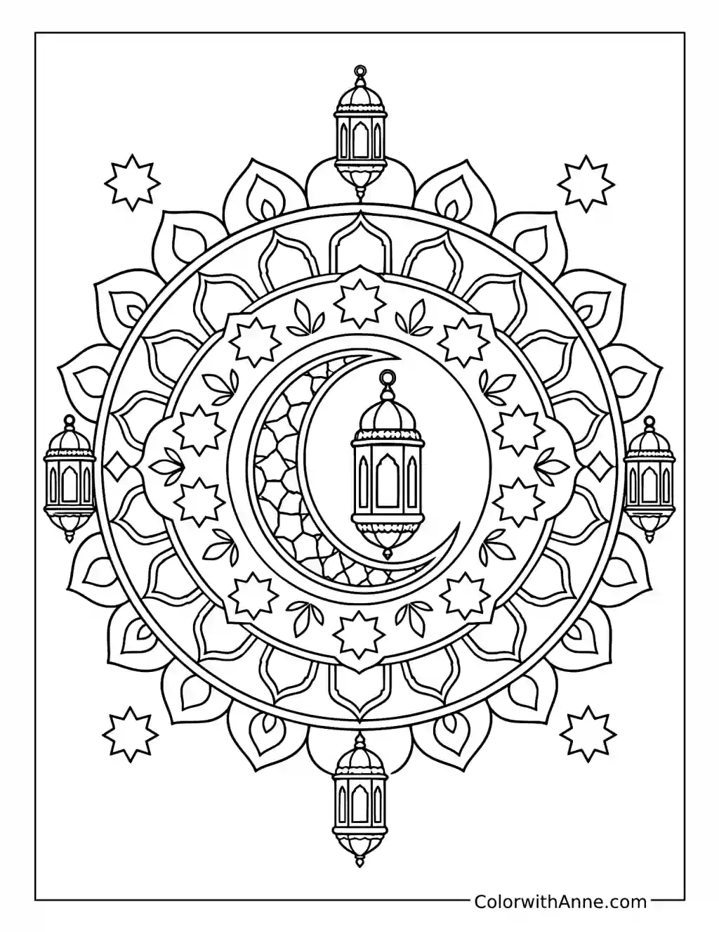 Ramadan Geometric Mandala coloring page