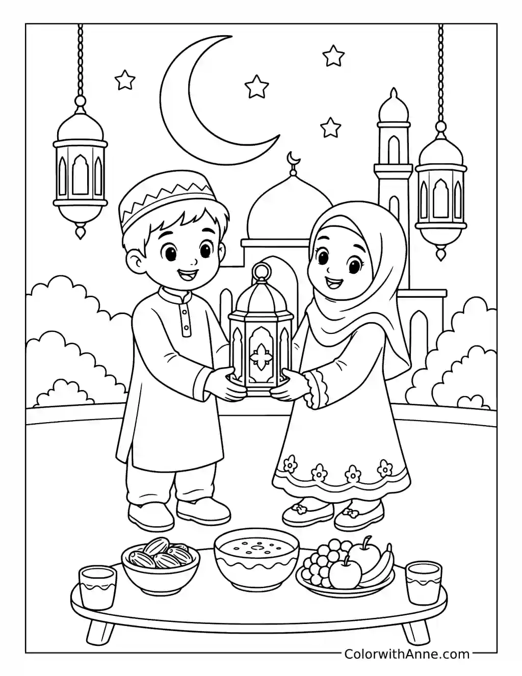 Ramadan Lantern Celebration coloring page