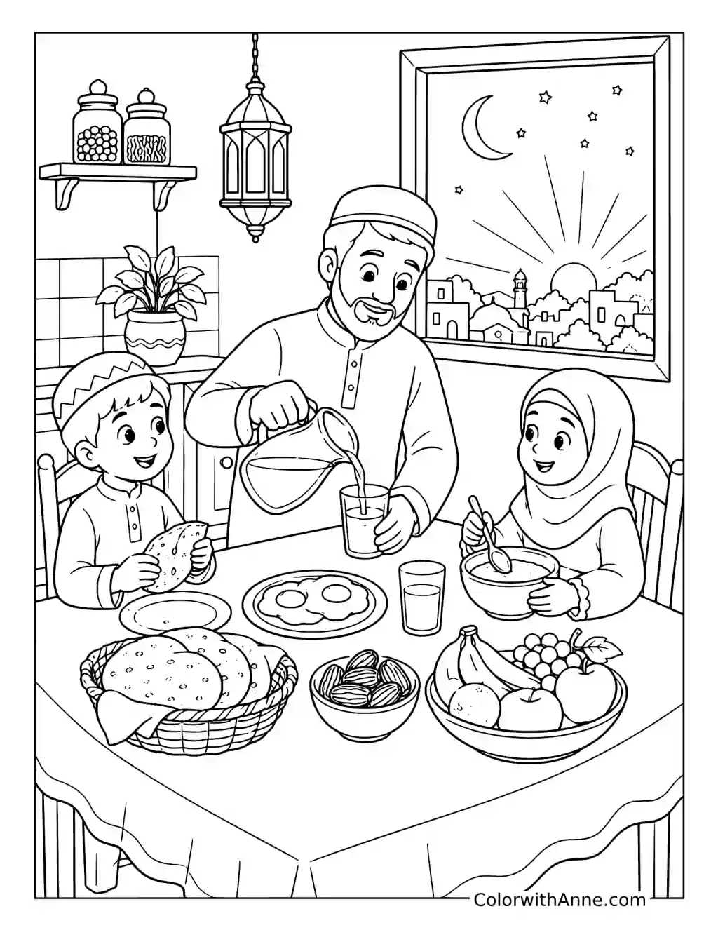 Ramadan Suhoor Breakfast coloring page