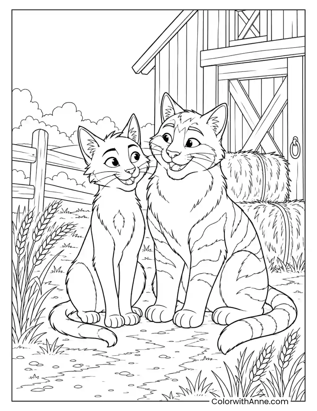 Ravenpaw and Barley at the Barn coloring page