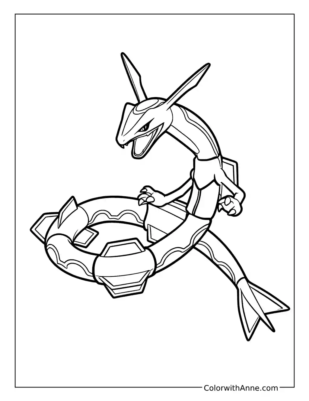 Rayquaza Coiling in the Air coloring page
