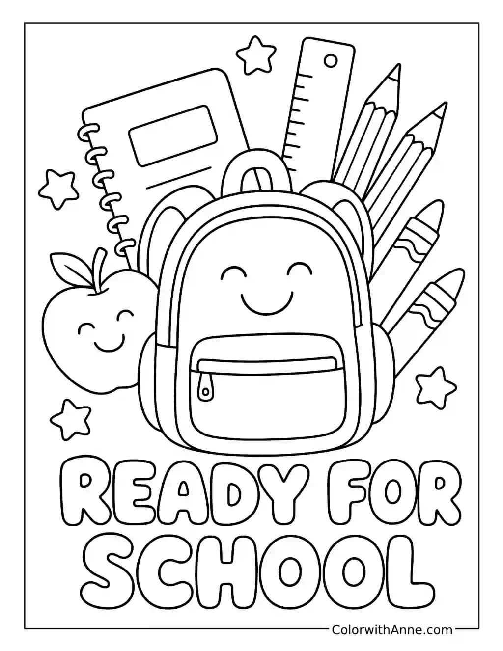 Ready for School Backpack coloring page