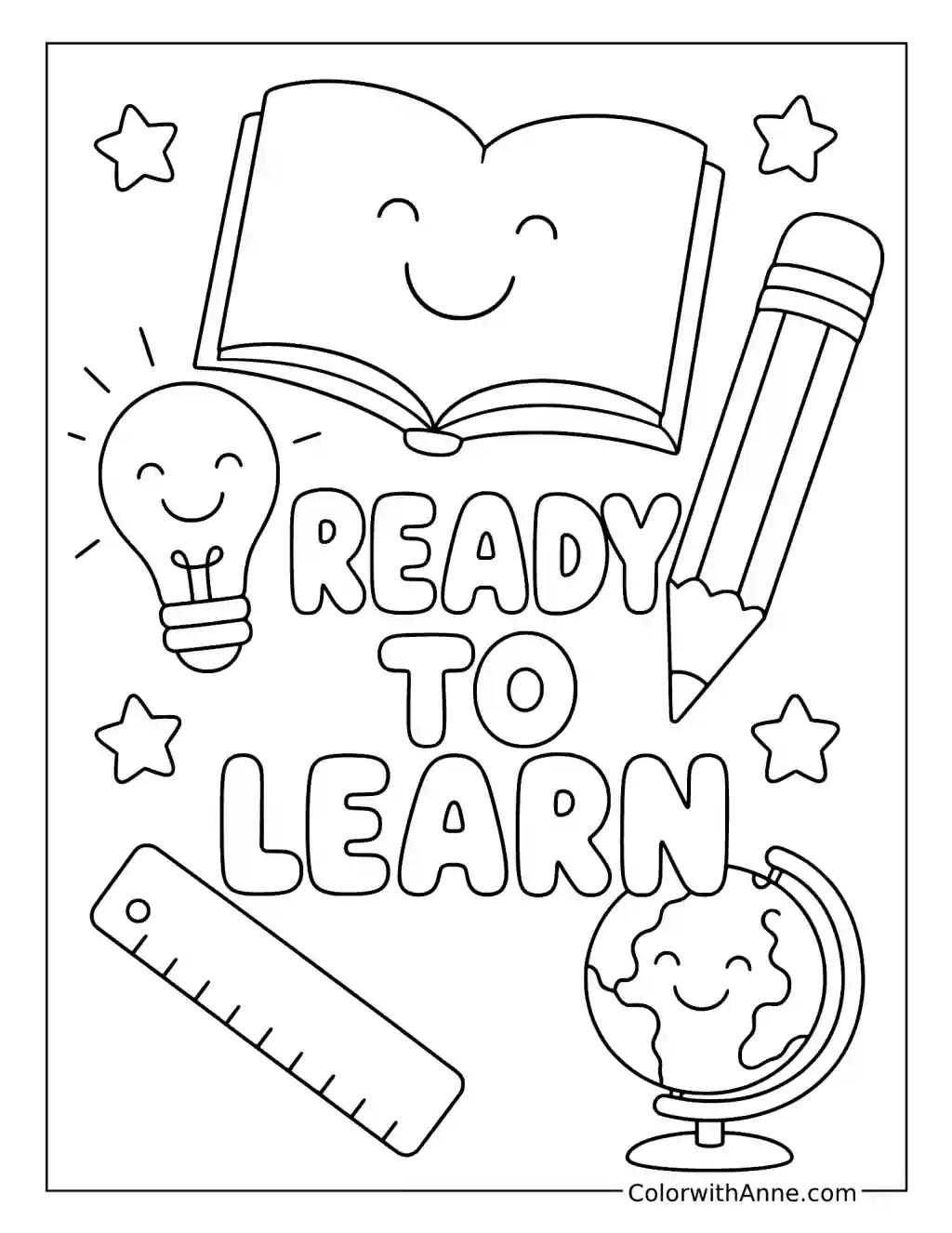 Ready to Learn School Collage coloring page