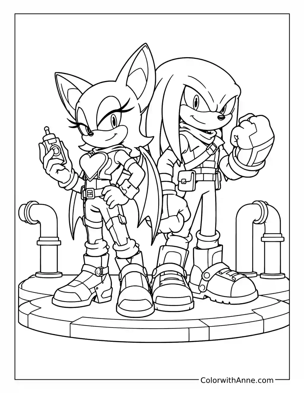 Rebel Rouge and Renegade Knucks coloring page