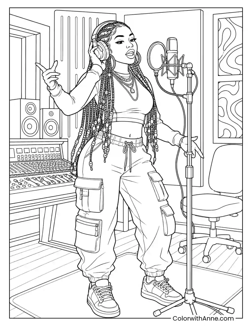 Recording Studio Rap Queen coloring page
