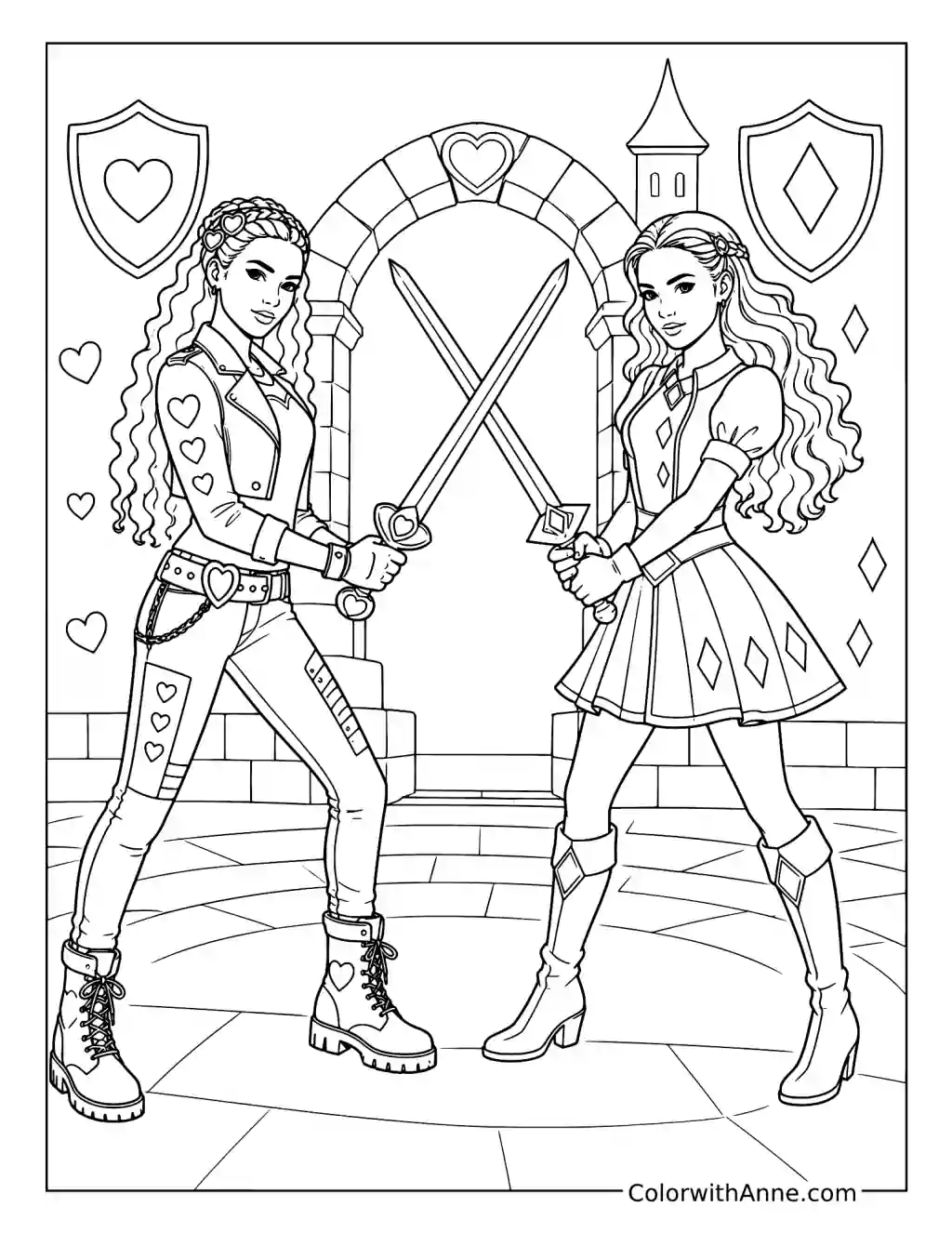 Red and Chloe Sword Training coloring page
