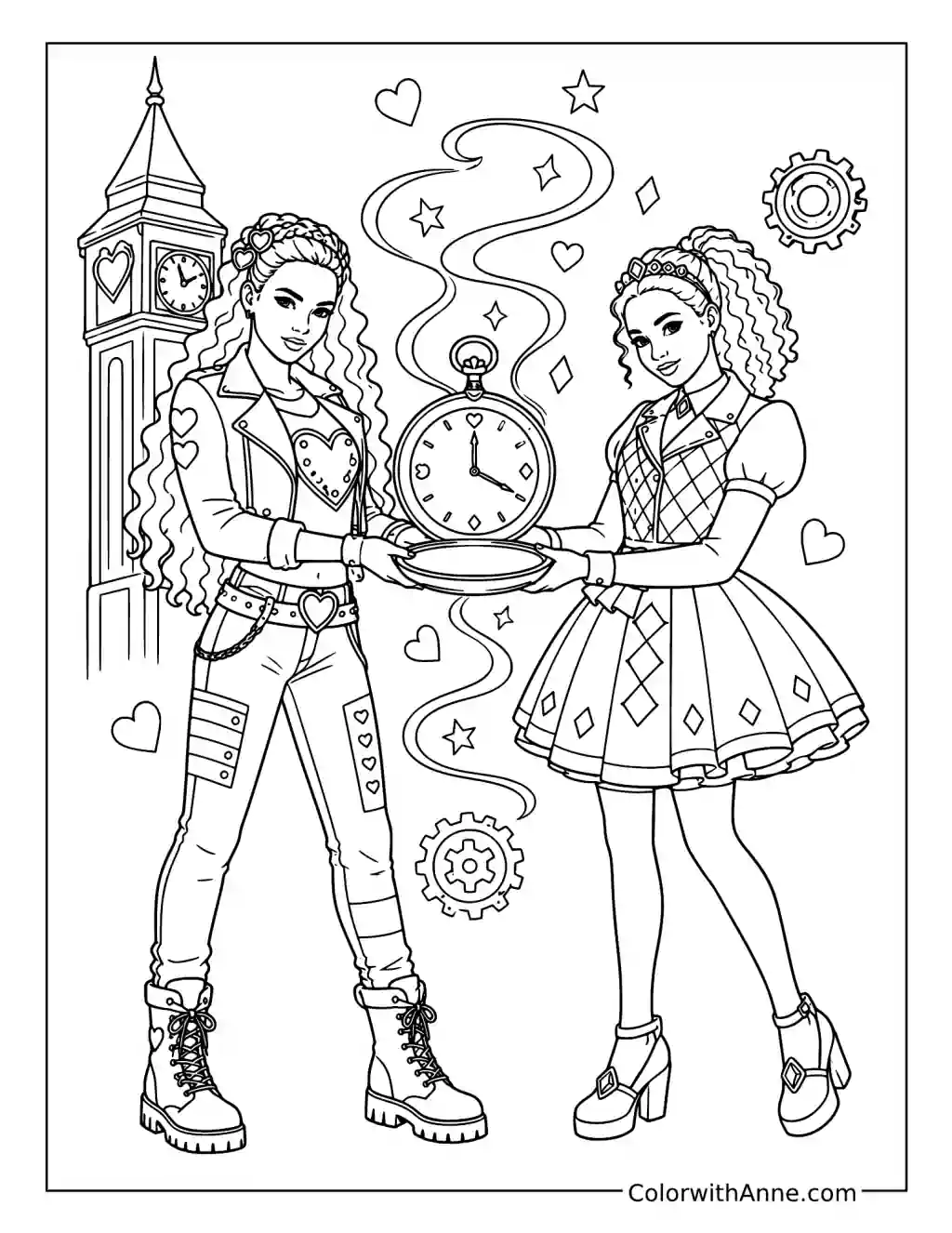 Red and Chloe with the Magical Pocket Watch coloring page