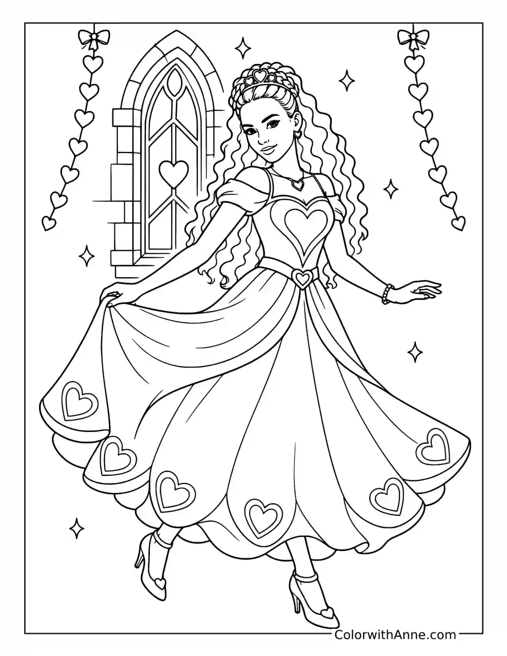 Red at the Royal Ball coloring page