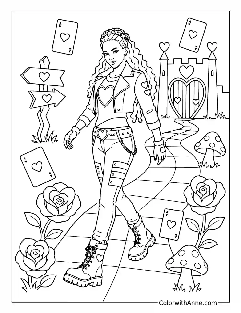 Red in Wonderland coloring page
