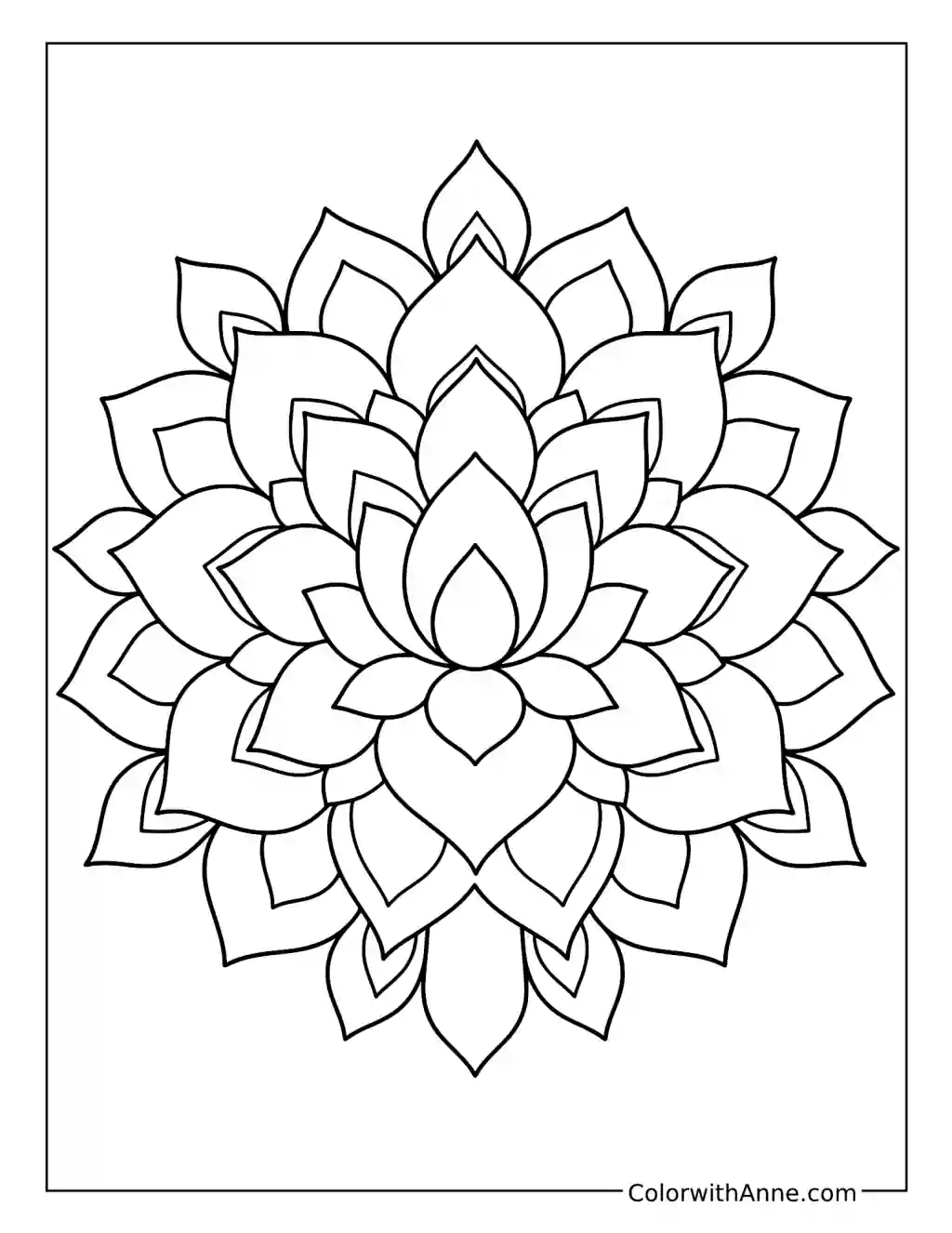 Refined Lotus Mandala coloring page
