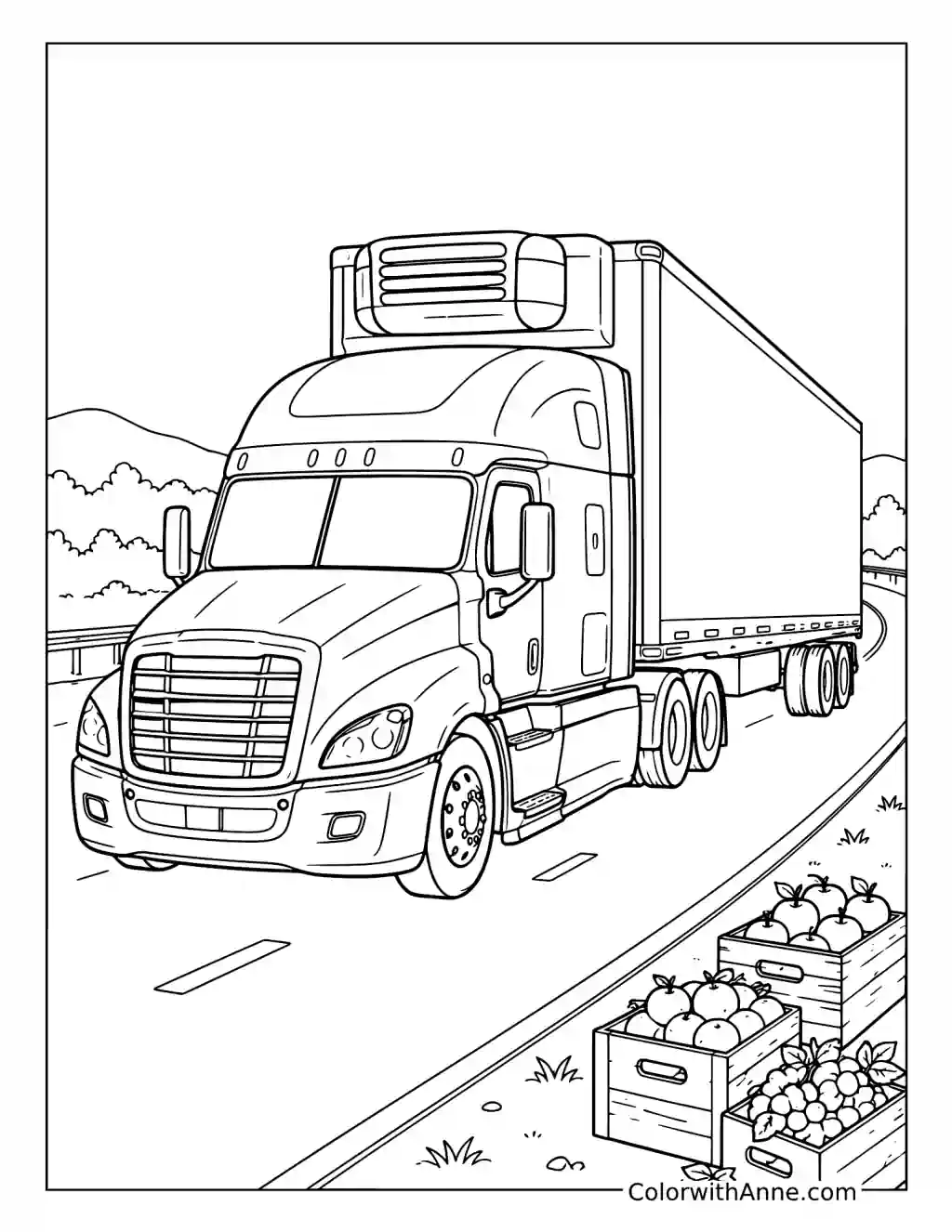 Refrigerated Semi Truck coloring page