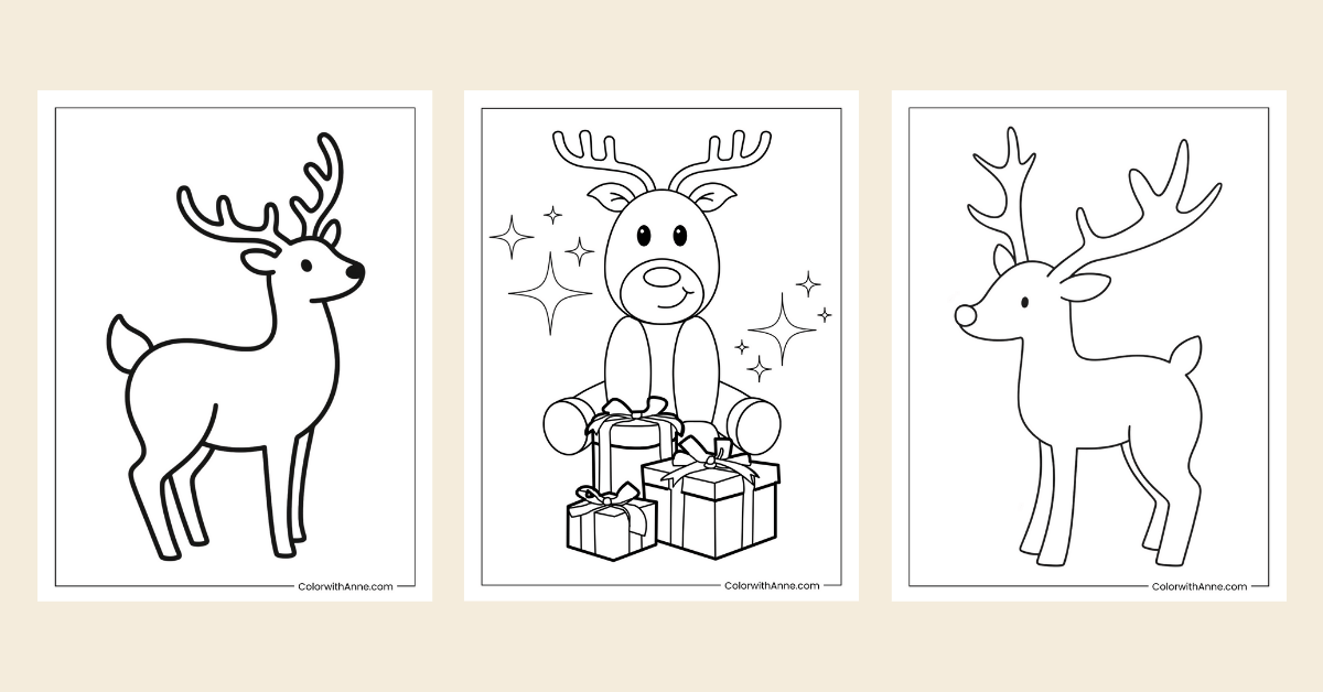 reindeer coloring pages banner