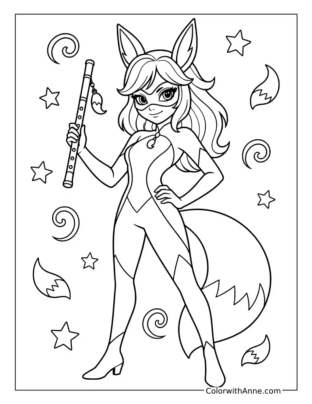 Rena Rouge Holding Her Flute coloring page