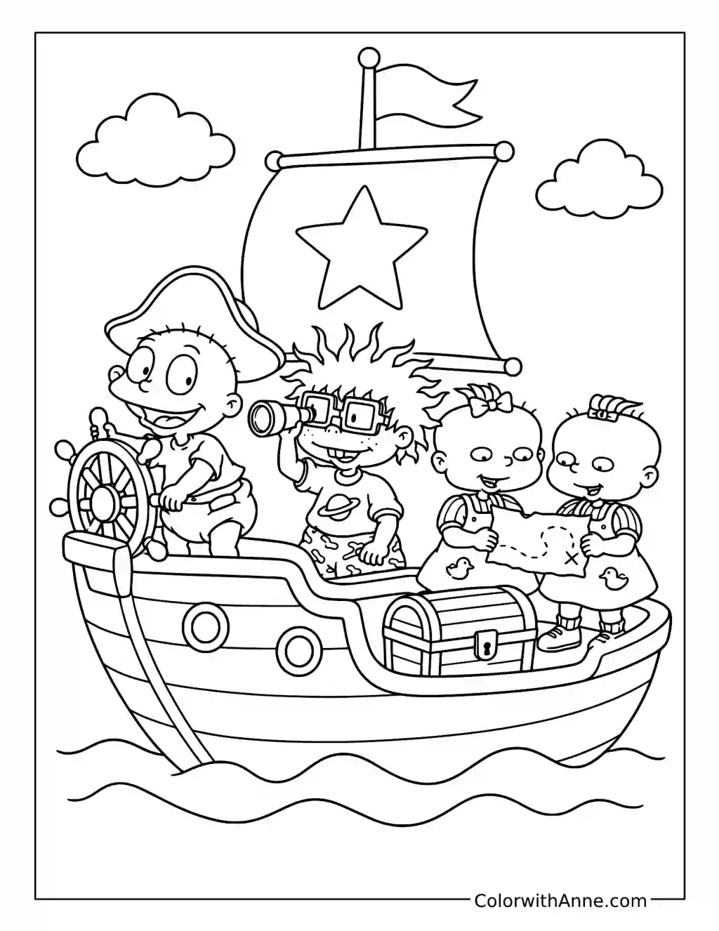 Restored Rugrats Pirate Boat coloring page