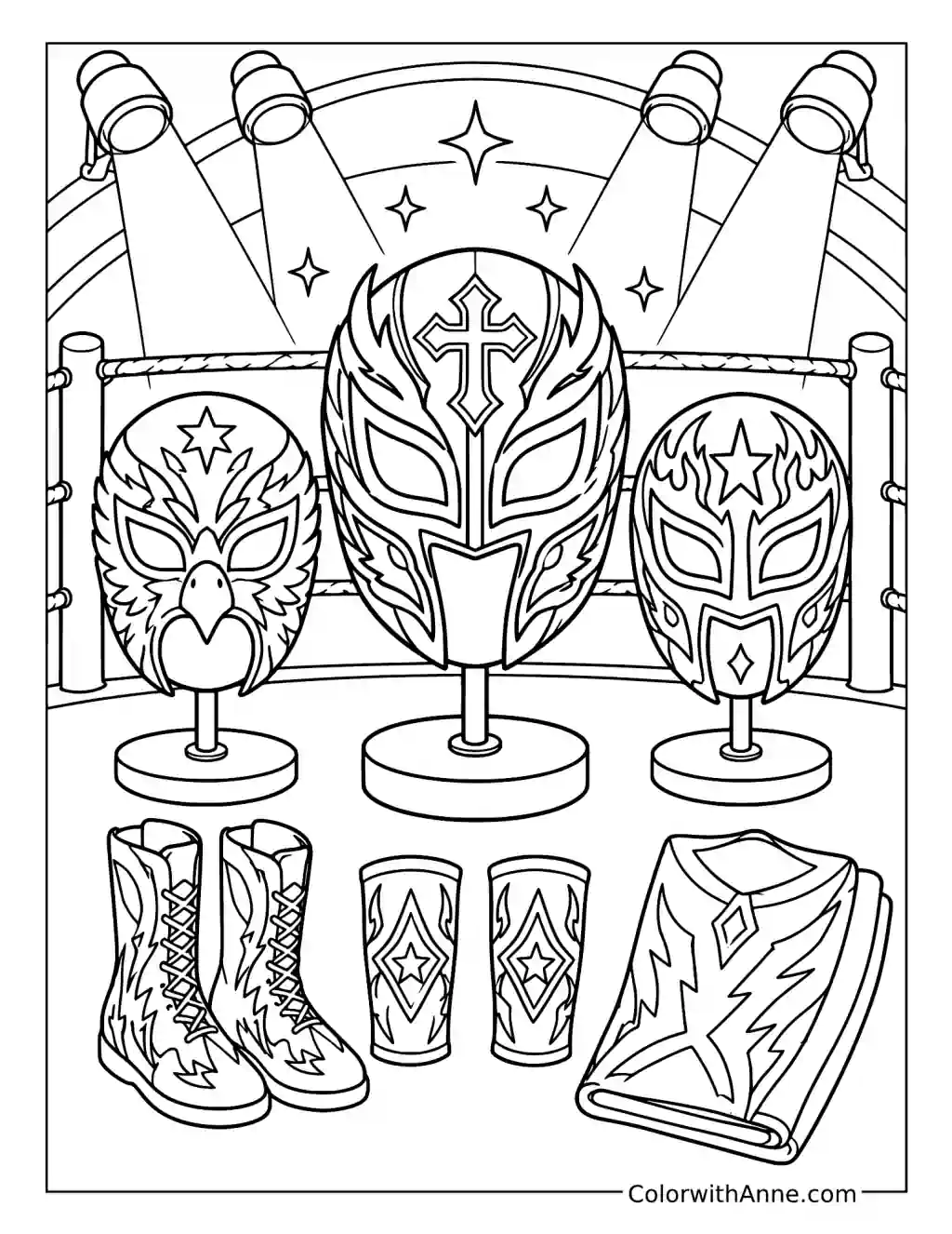 Rey Mysterio Mask Collection coloring page