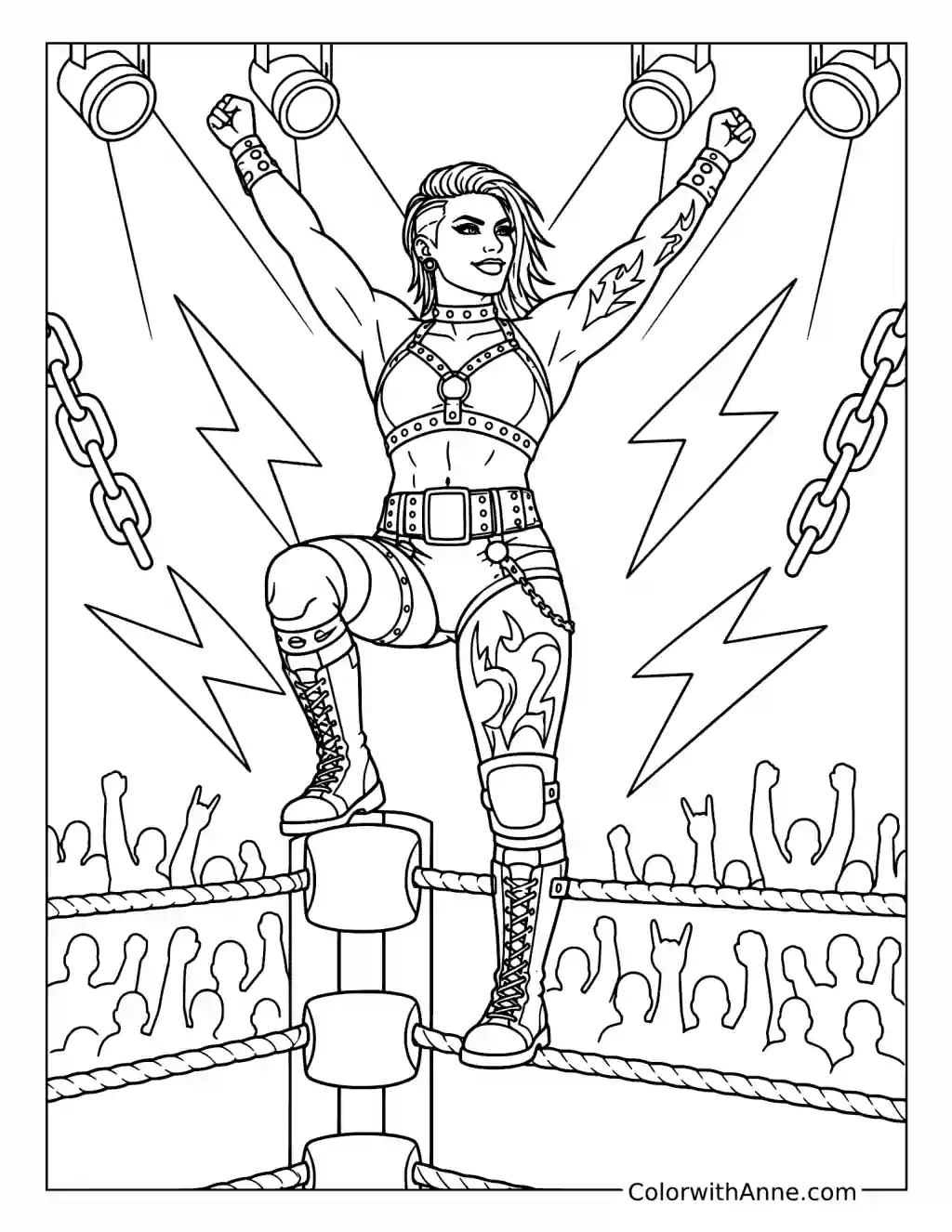 Rhea Ripley in the Wrestling Ring coloring page