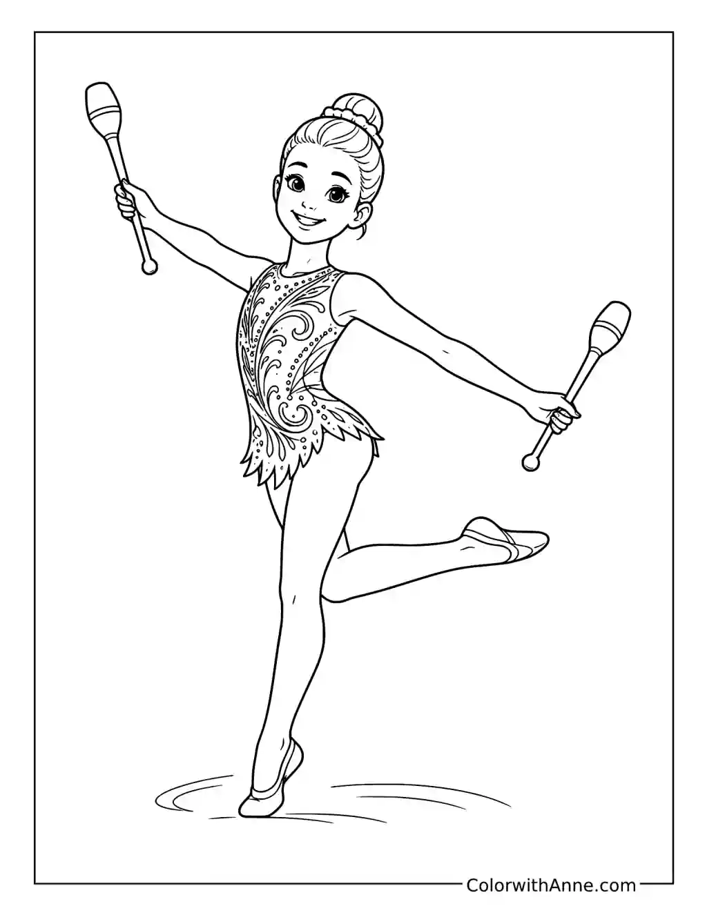 Rhythmic Gymnastics Clubs coloring page