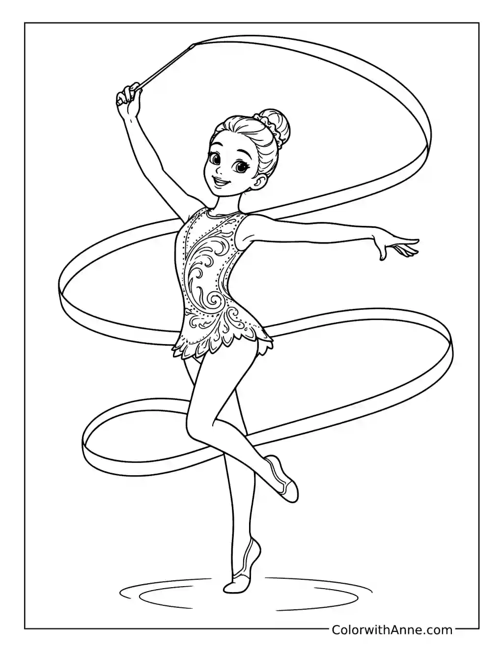 Rhythmic Gymnastics Ribbon coloring page