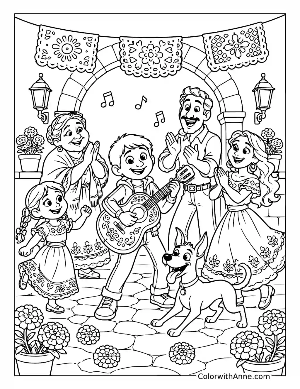 Rivera Family Music Celebration coloring page