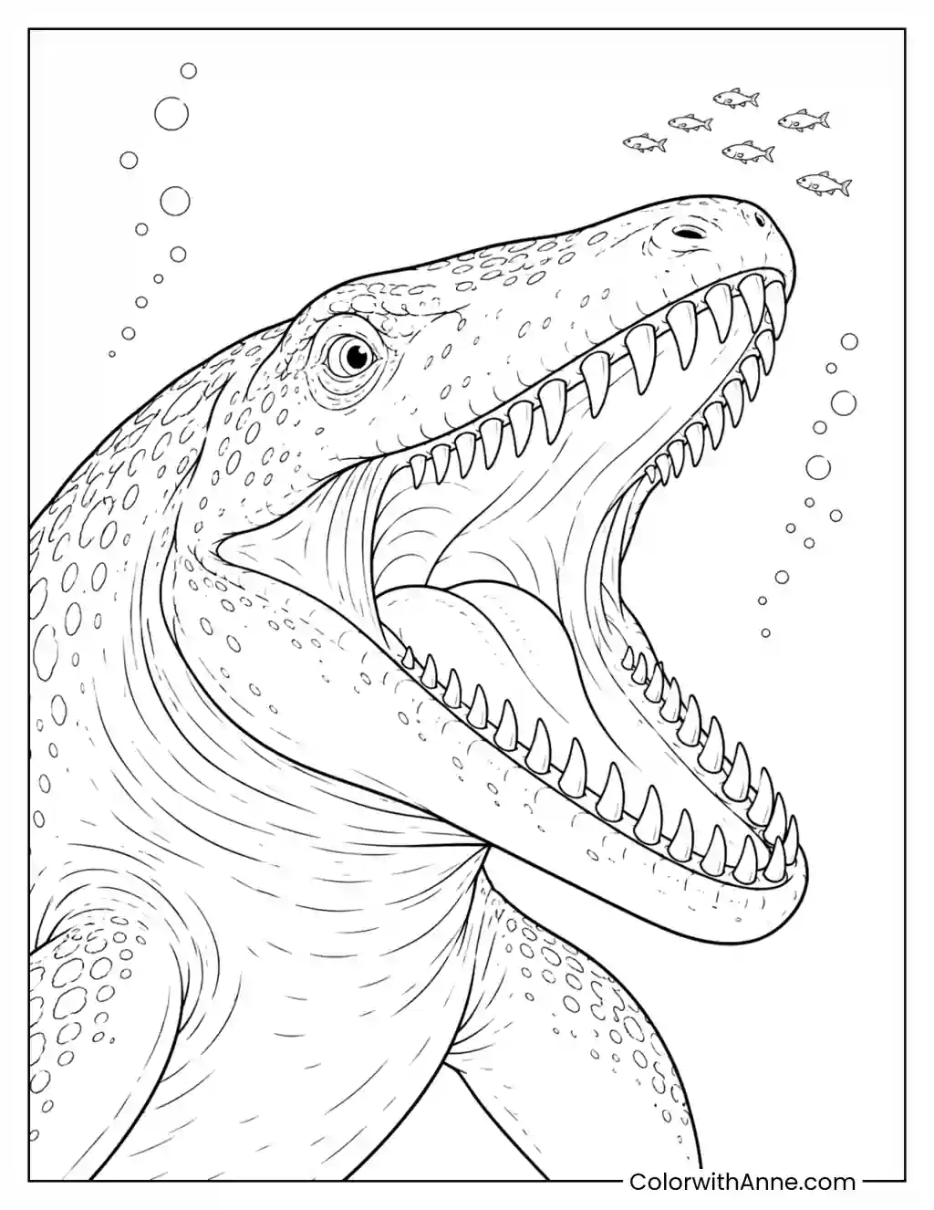 Roaring Mosasaurus Close-Up coloring page