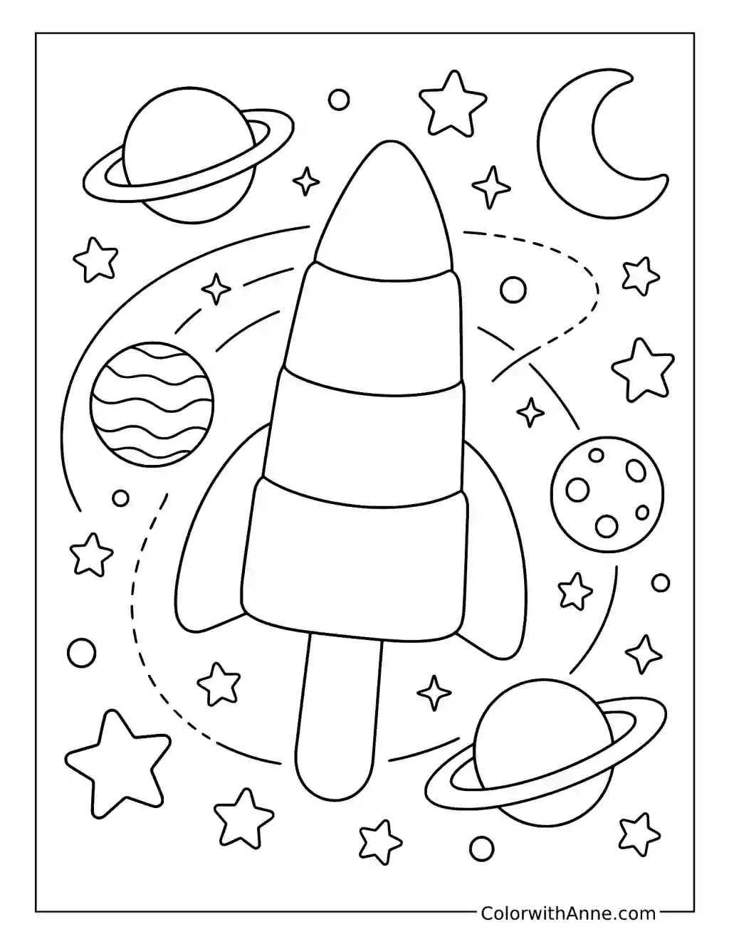 Rocket Popsicle in Starry Orbit coloring page