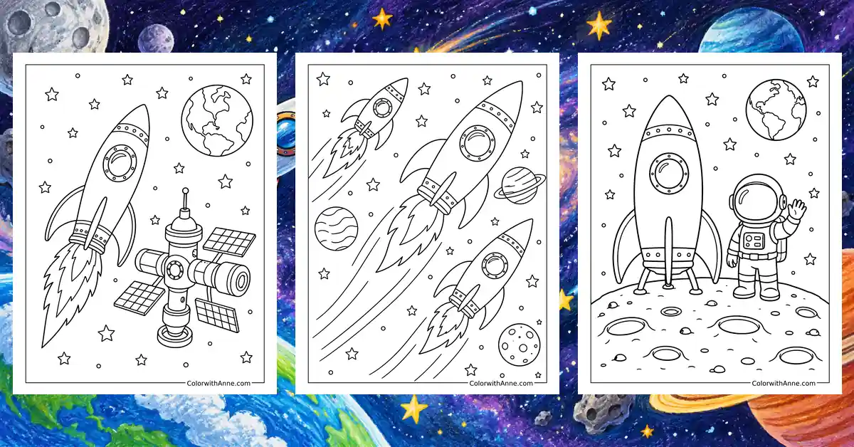 Rocket Ship Coloring Pages banner