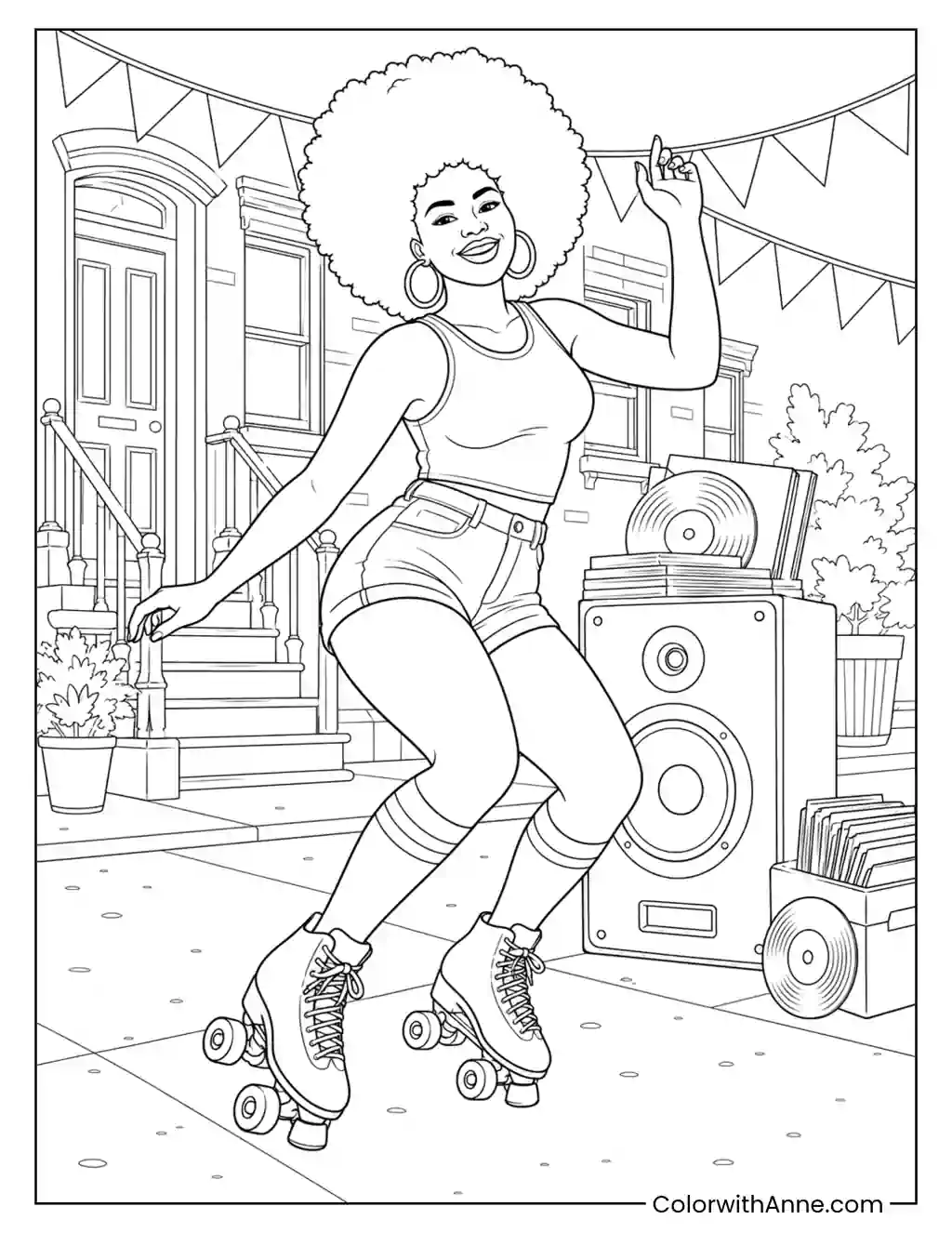 Roller-Skating Block Party coloring page