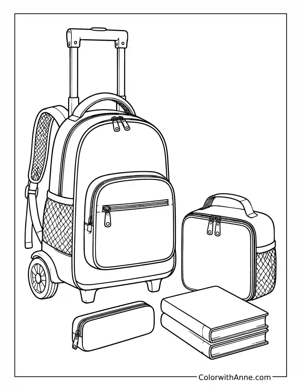 Rolling School Backpack coloring page