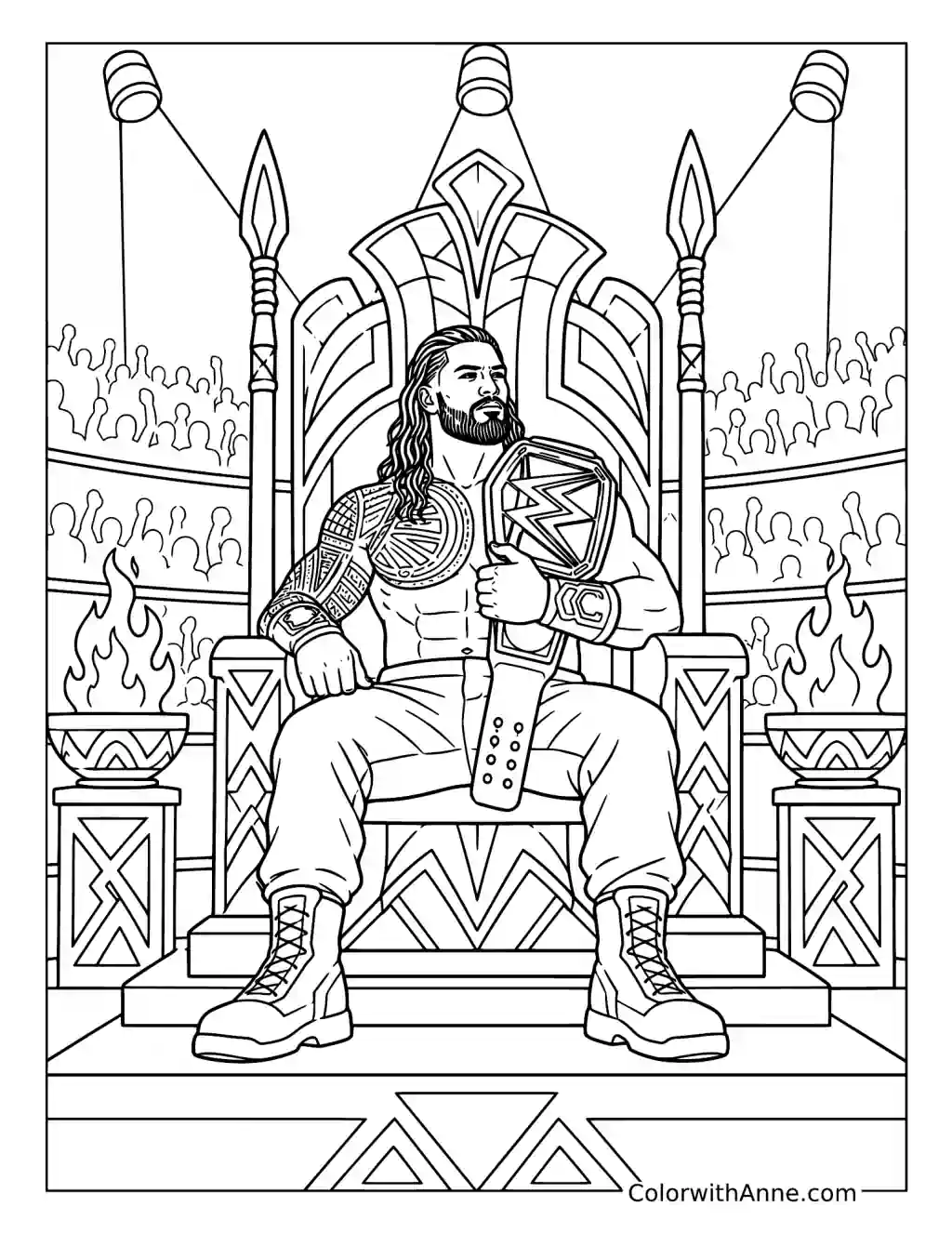 Roman Reigns Championship Throne coloring page