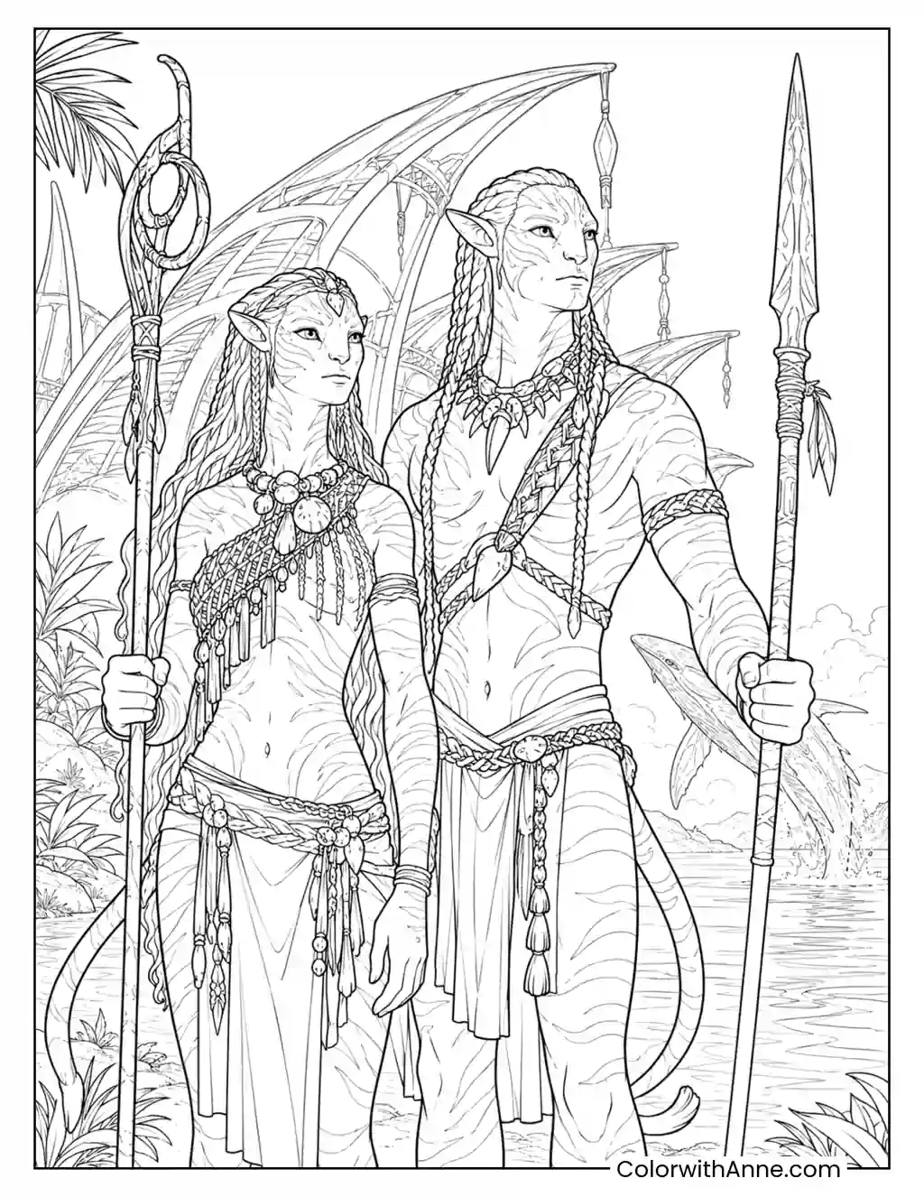 Ronal and Tonowari by the Shore coloring page