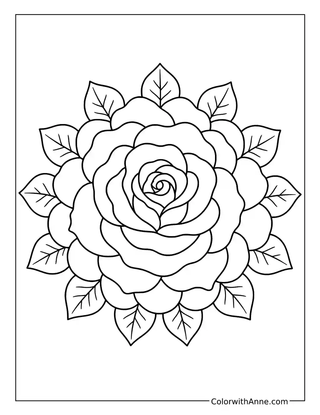 Rose Bloom Mandala coloring page