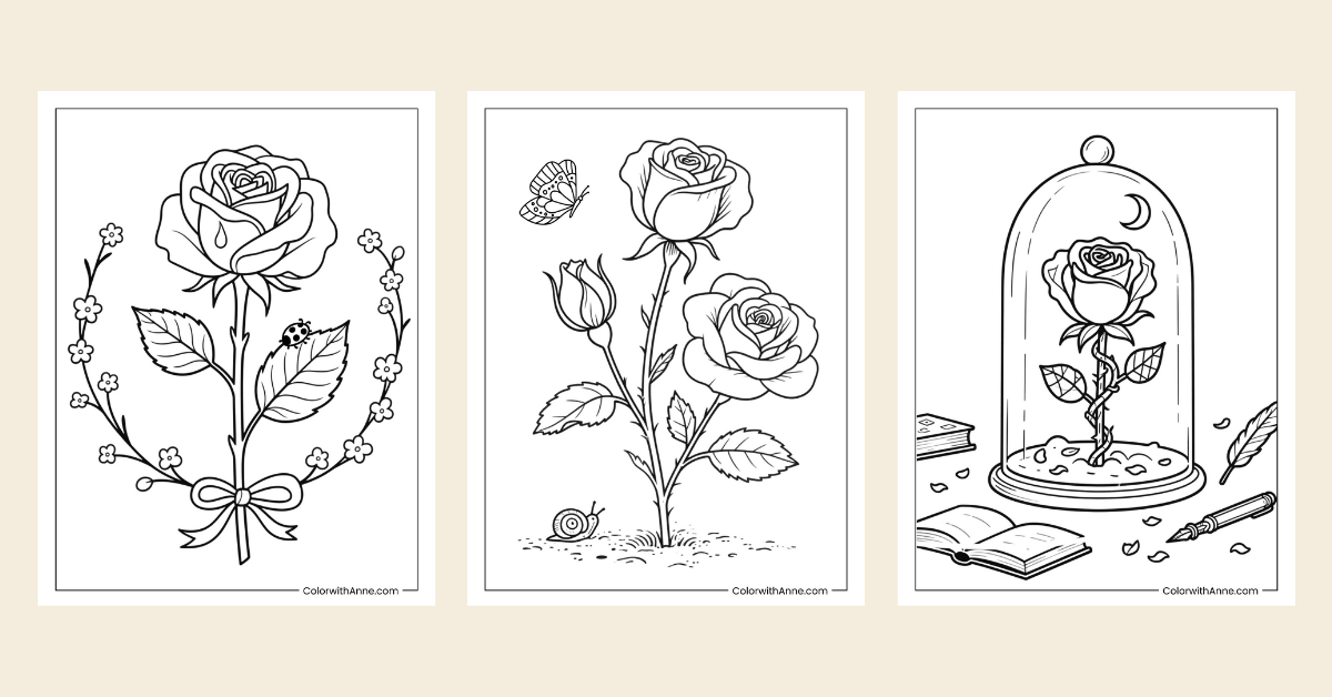 rose coloring pages banner