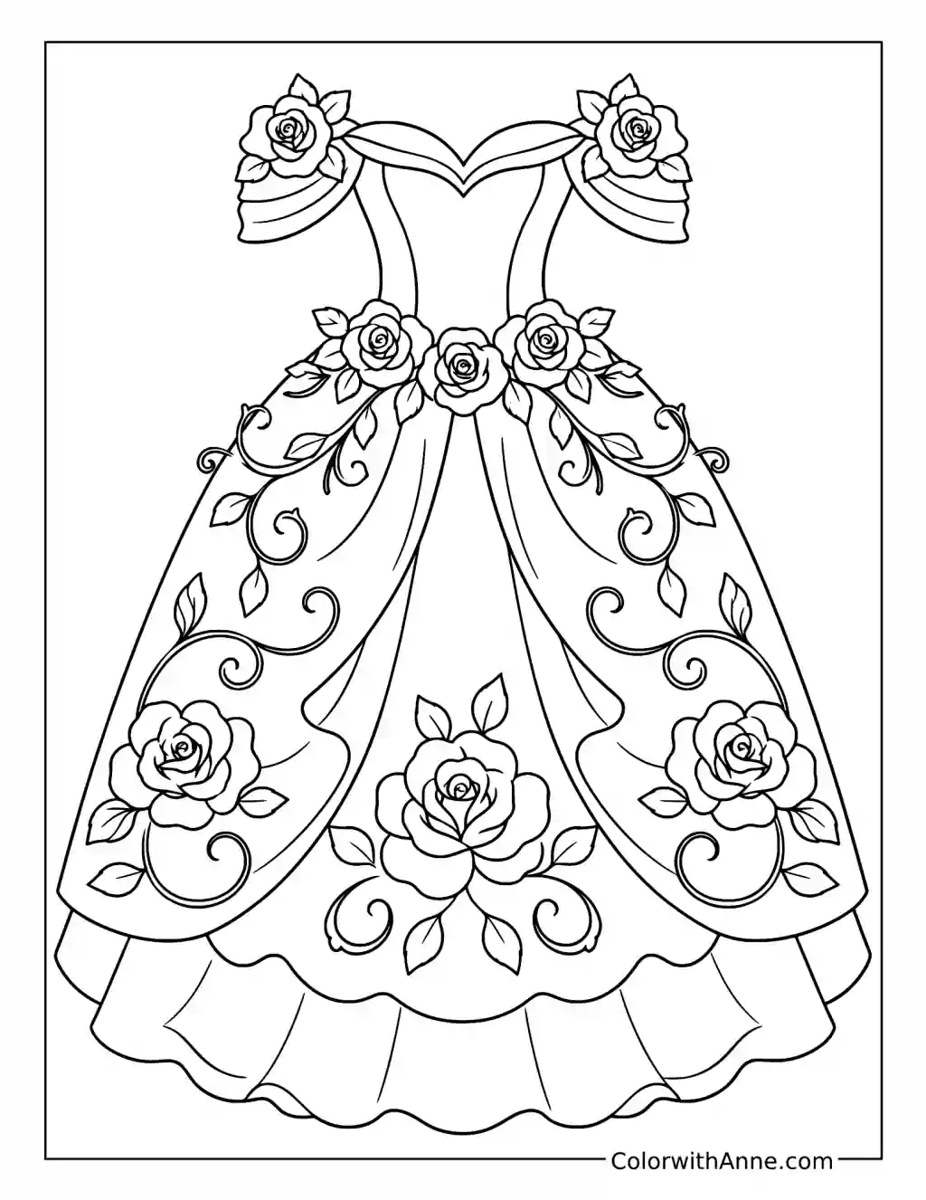 Rose Garden Dress coloring page