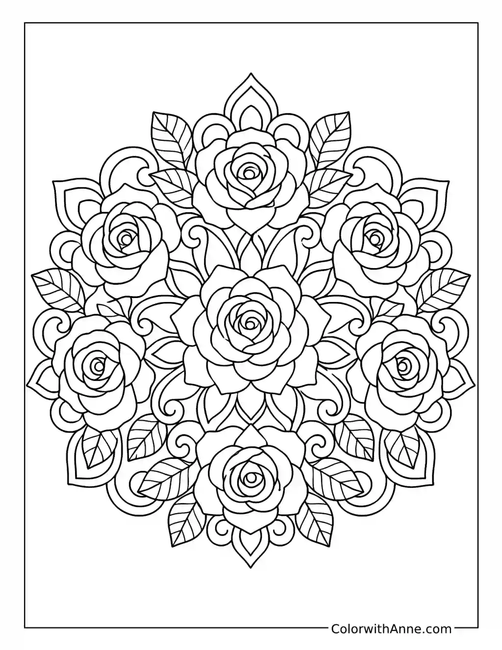 Rose Garden Mandala coloring page