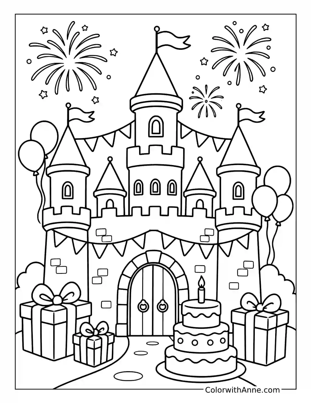 Royal Castle Celebration coloring page