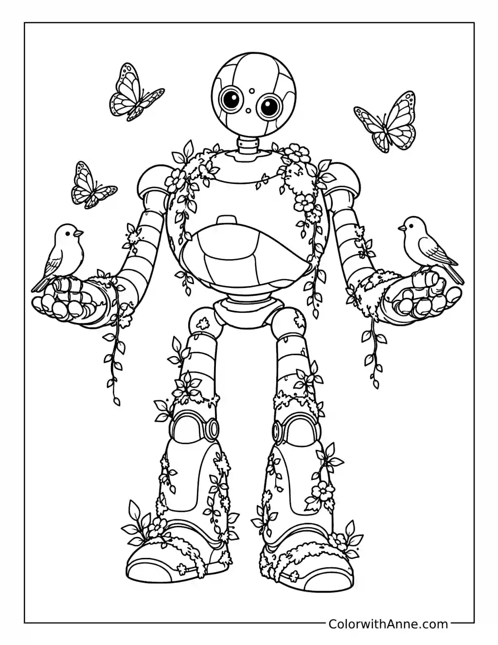 Roz Covered with Moss and Flowers coloring page