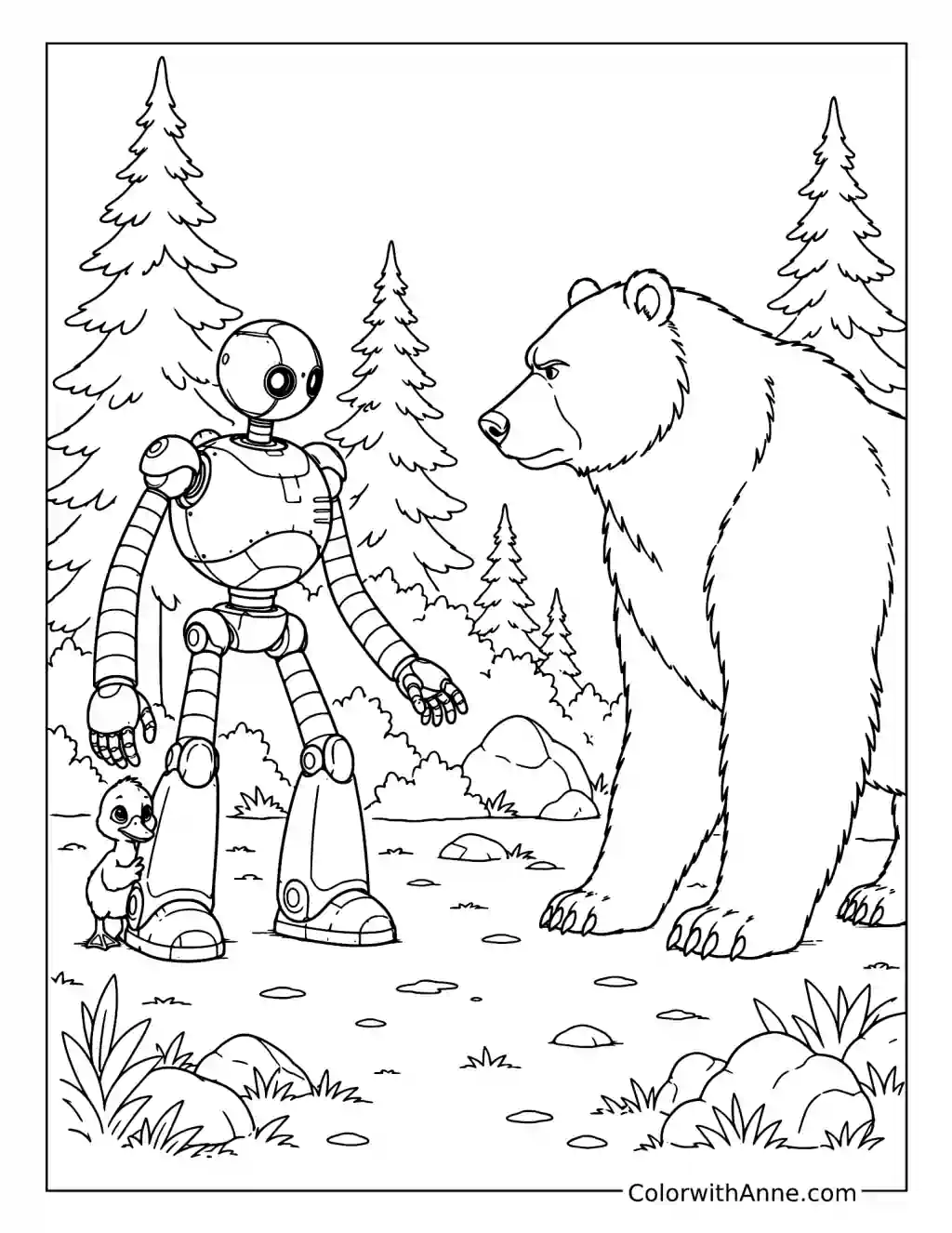 Roz Facing Thorn the Bear coloring page