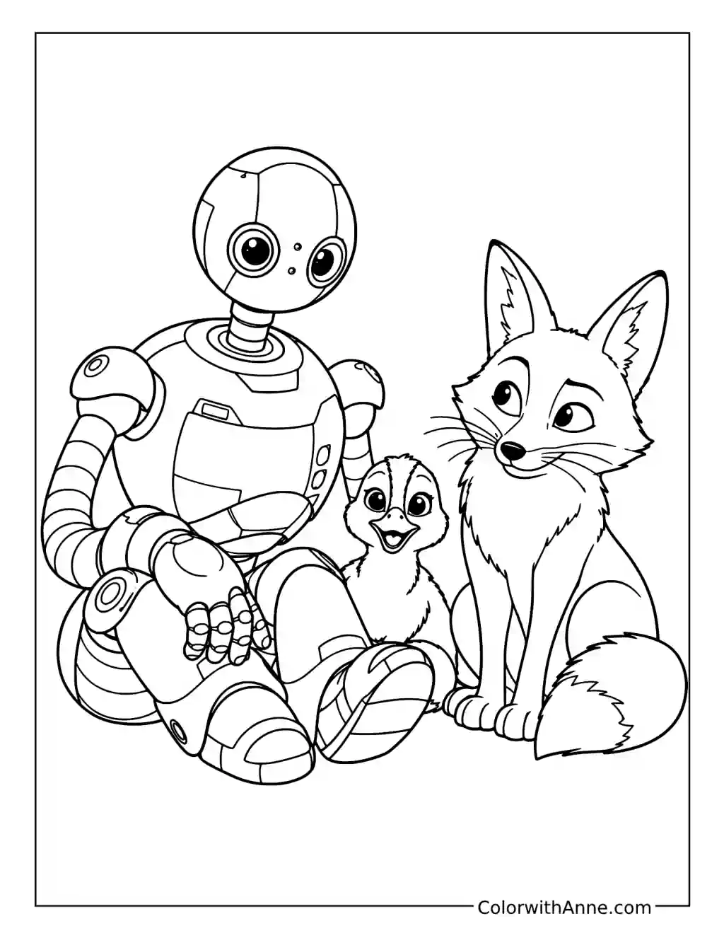 Roz, Fink, and Brightbill Resting Together coloring page