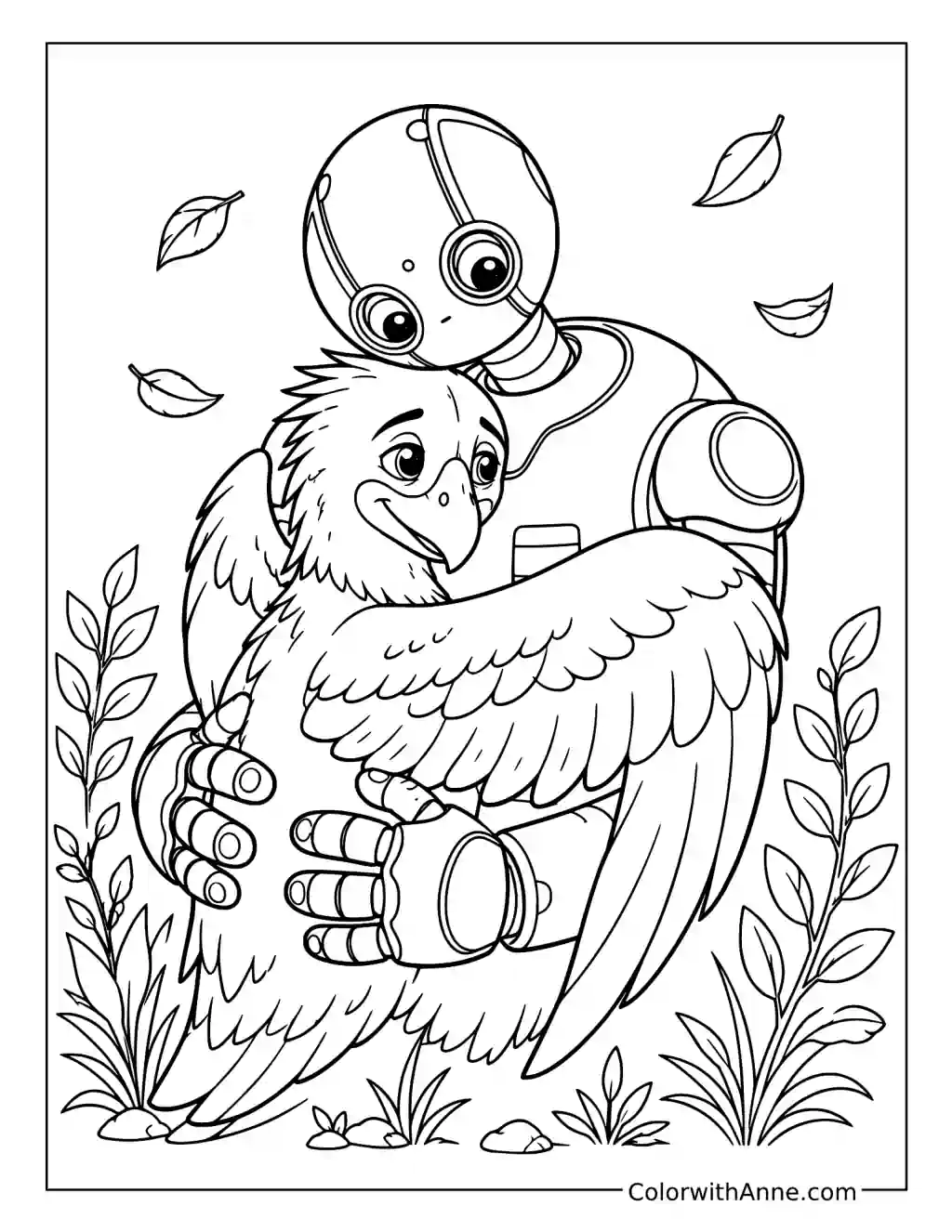 Roz Hugging Brightbill coloring page