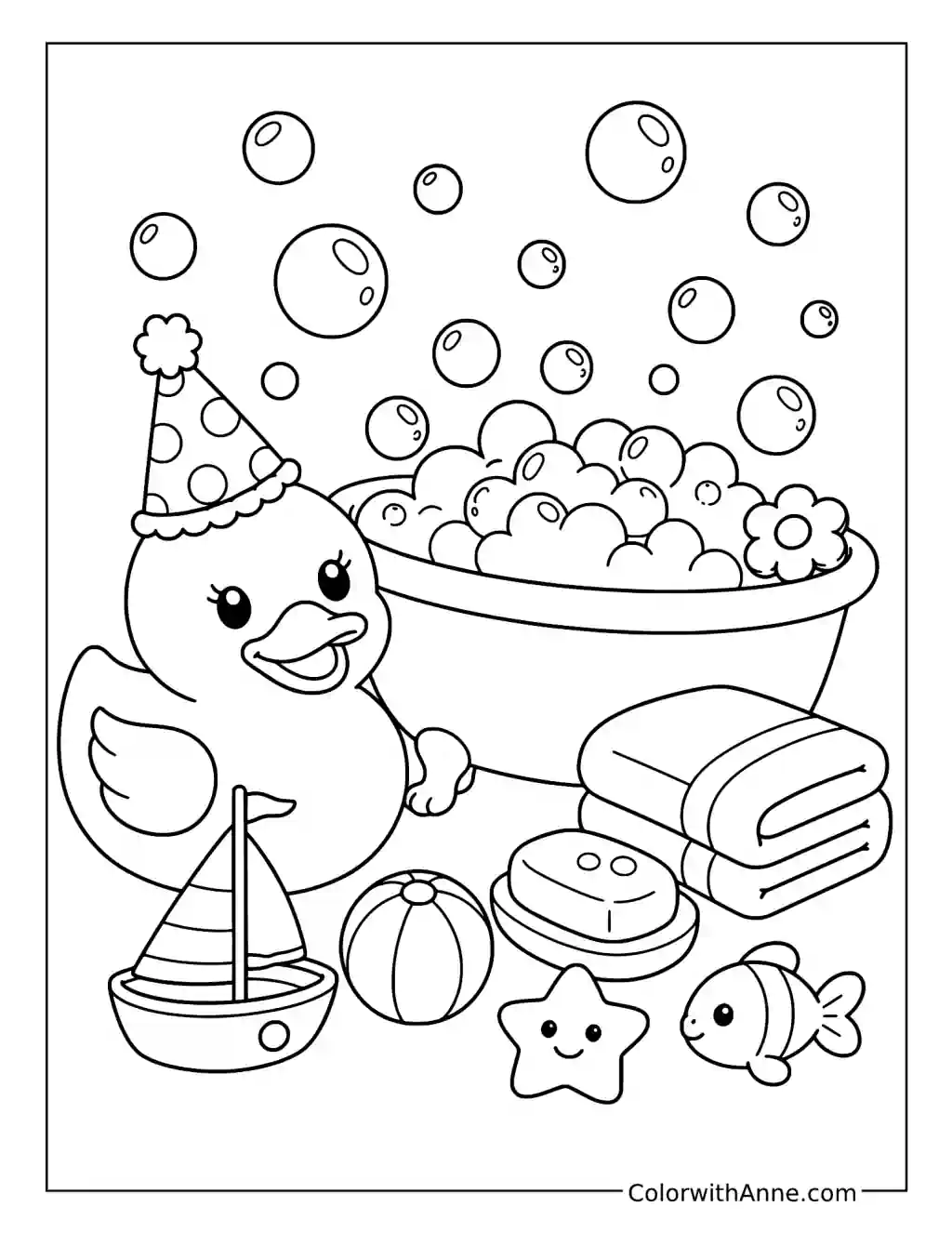 Rubber Duck Baby Shower coloring page
