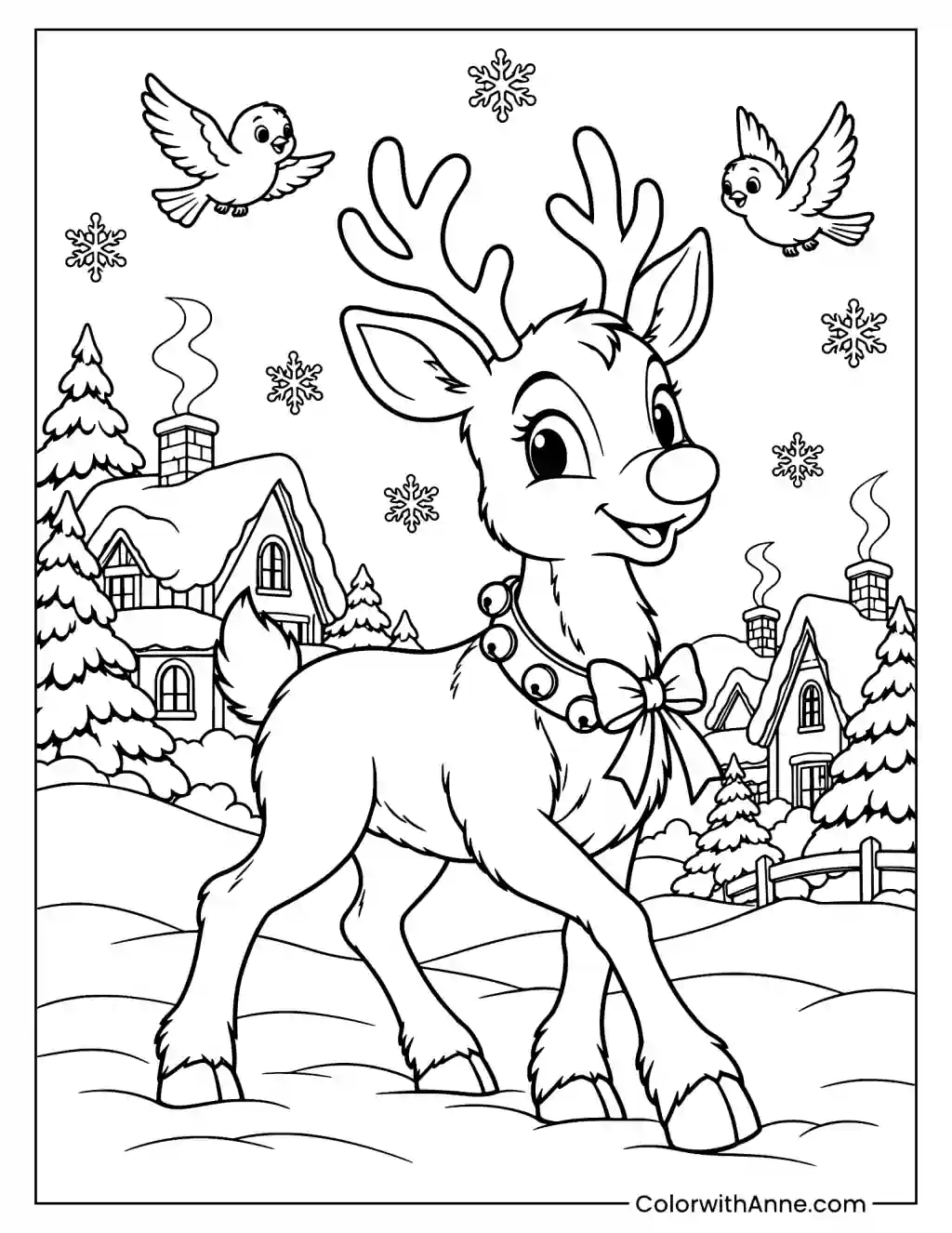 Rudolph Merry Christmas Coloring Page