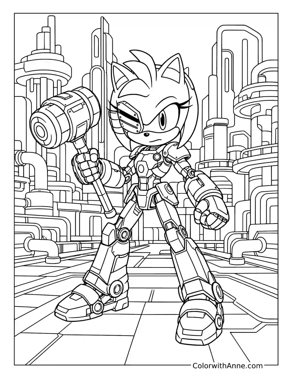 Rusty Rose Cyber Warrior coloring page