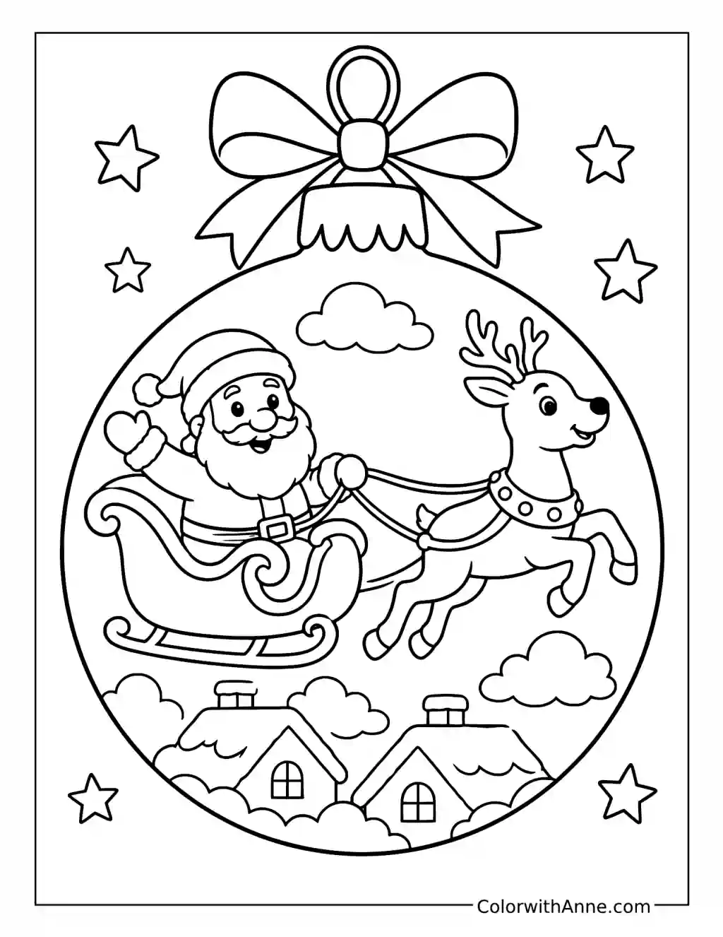 Santa Sleigh Ornament coloring page