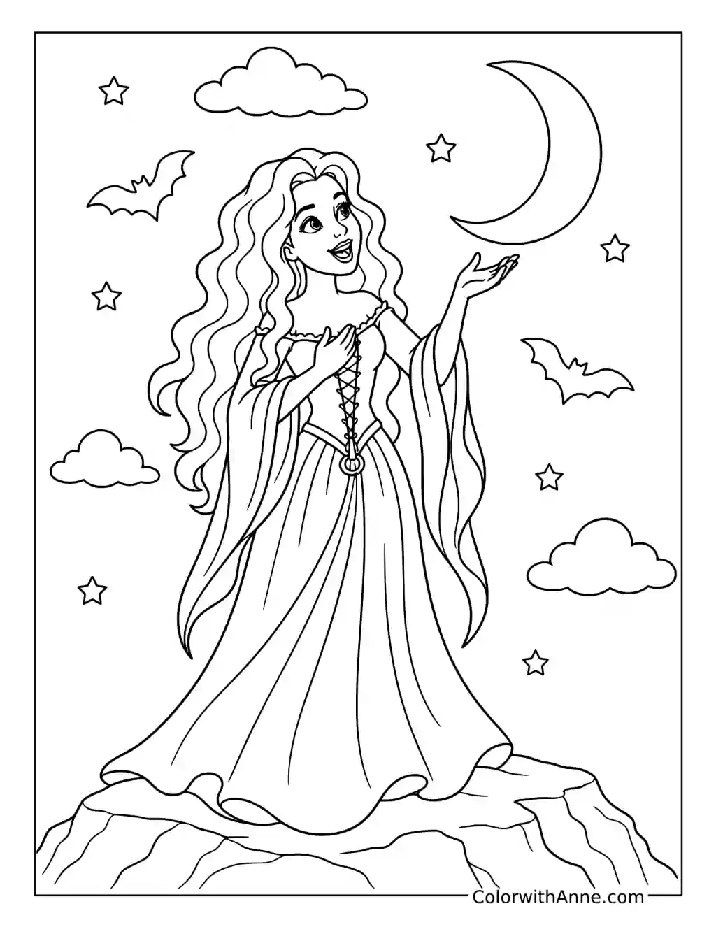 Sarah Sanderson Singing in the Moonlight coloring page