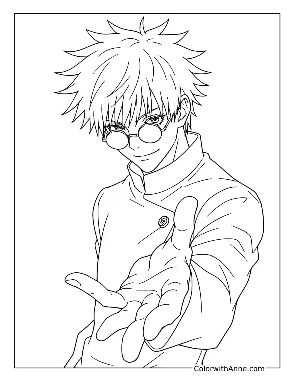 Satoru Gojo Offering His Open Hand coloring page