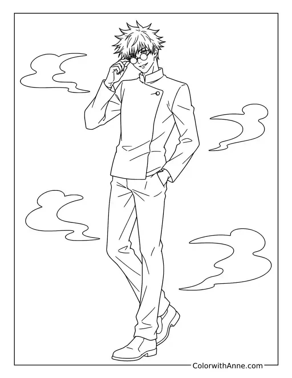 Satoru Gojo Standing with Crossed Ankles coloring page